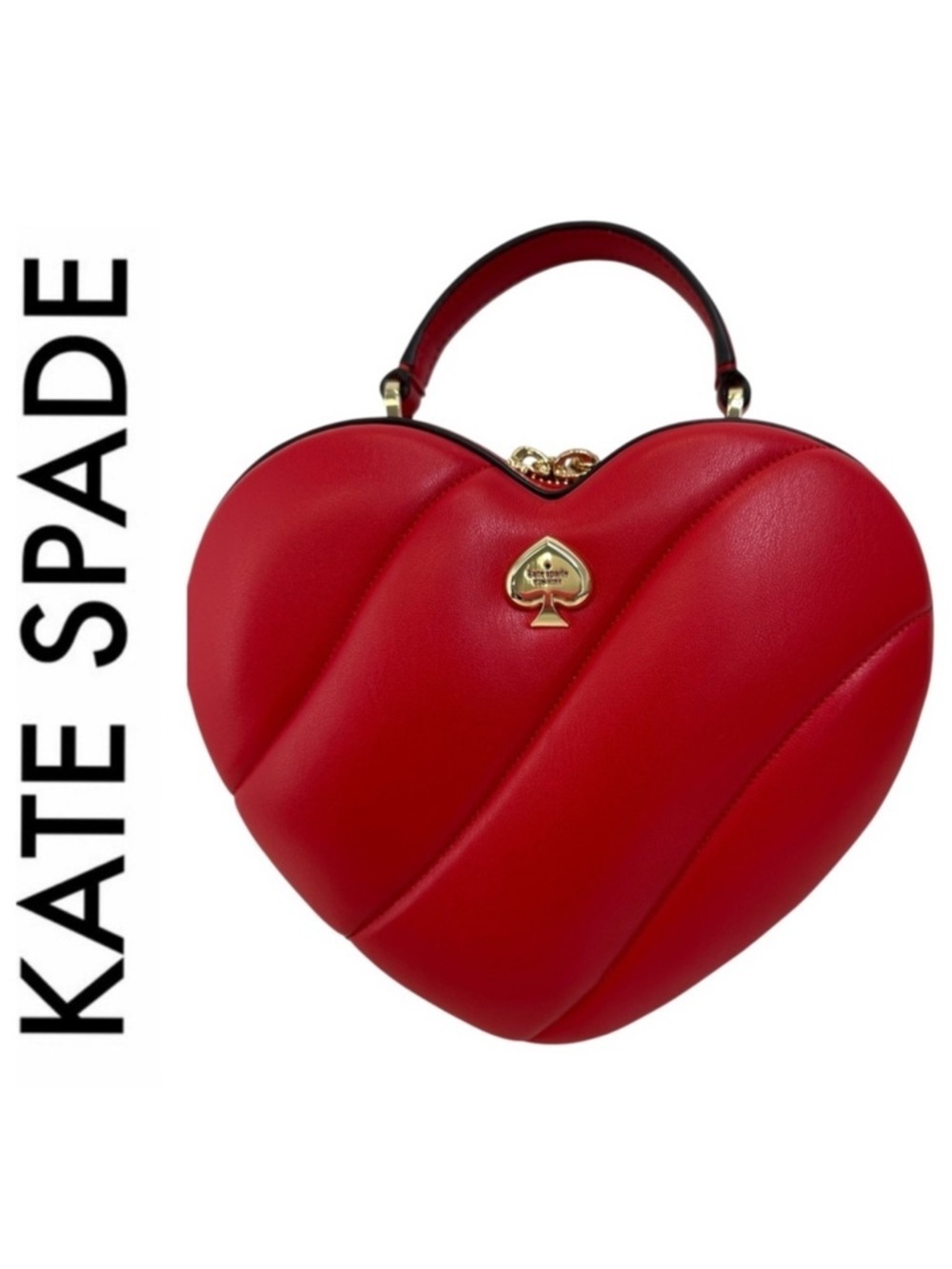 Kate Spade Red Love Shack Quilted 3D Heart Crossbody Bag Leather Purse $399 NWT